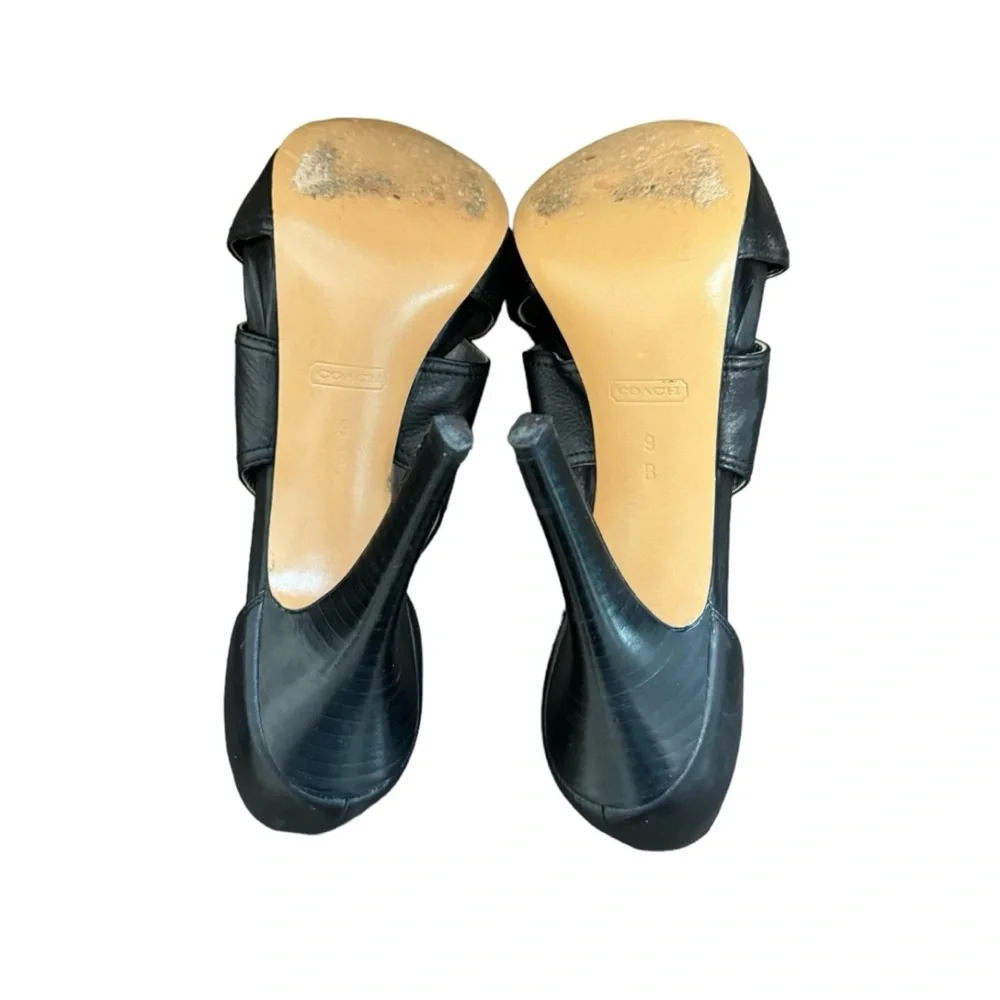 Coach Adelle Platform Women’s Black Leather Sandals Size 9